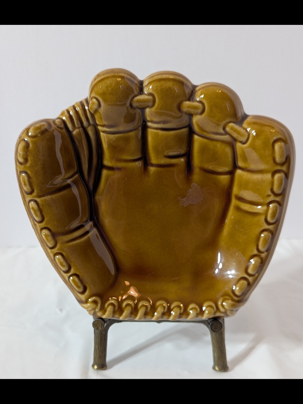 VGT Brown Ceramic Baseball Glove Decorative Trinket Dish